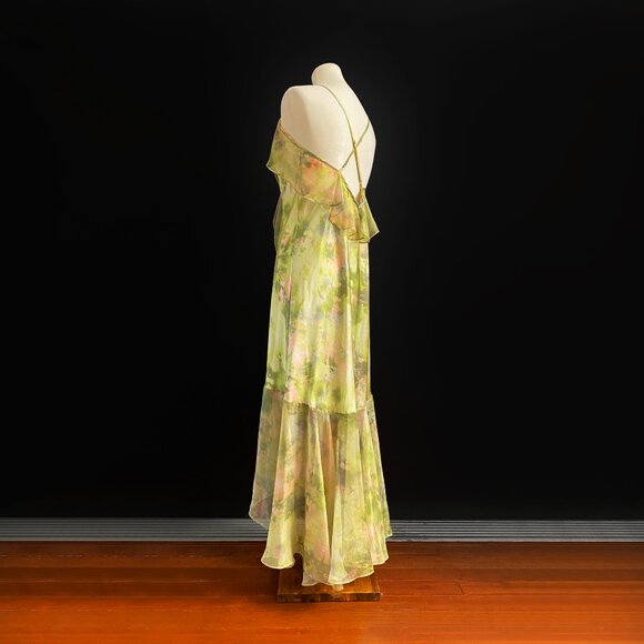 MISA Los Angeles | Chartreuse Asymmetrical Hem Maxi Dress | NWT - Picture 7 of 11